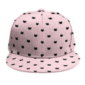 Black And Pink Cat Pattern Print Snapback Cap