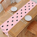 Black And Pink Cat Pattern Print Table Runner