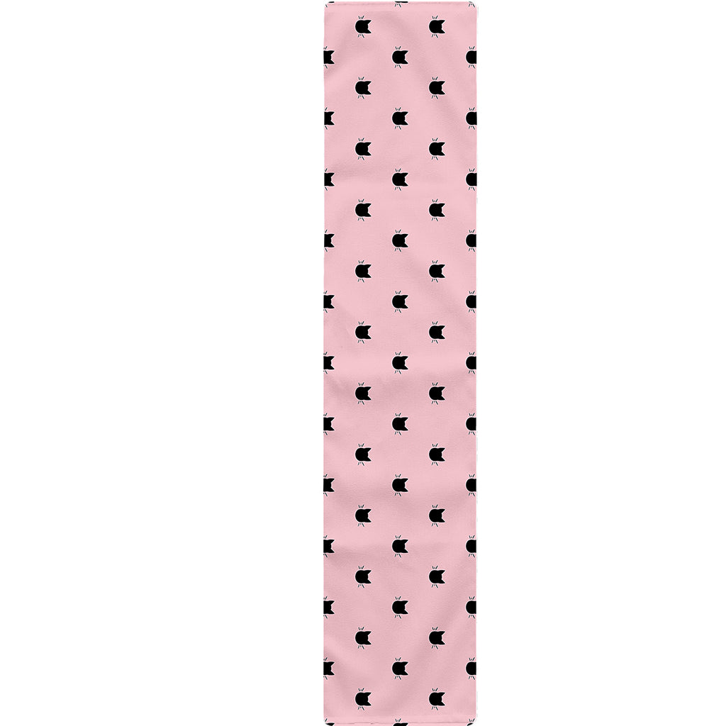 Black And Pink Cat Pattern Print Table Runner