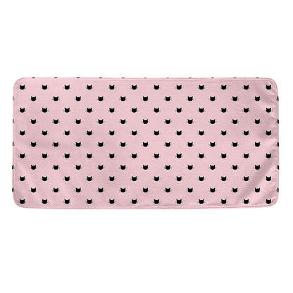 Black And Pink Cat Pattern Print Towel