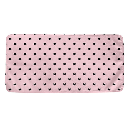 Black And Pink Cat Pattern Print Towel