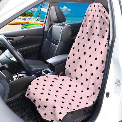 Black And Pink Cat Pattern Print Waterproof Car Seat Cover
