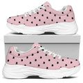 Black And Pink Cat Pattern Print White Chunky Shoes