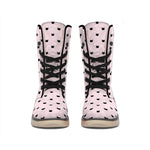 Black And Pink Cat Pattern Print Winter Boots