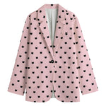 Black And Pink Cat Pattern Print Women's Blazer