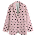 Black And Pink Cat Pattern Print Women's Cotton Blazer