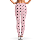 Black And Pink Cat Pattern Print Women's Leggings