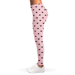 Black And Pink Cat Pattern Print Women's Leggings