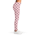 Black And Pink Cat Pattern Print Women's Leggings