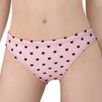 Black And Pink Cat Pattern Print Women's Panties