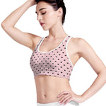 Black And Pink Cat Pattern Print Women's Sports Bra