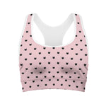 Black And Pink Cat Pattern Print Women's Sports Bra