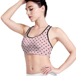 Black And Pink Cat Pattern Print Women's Sports Bra