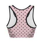 Black And Pink Cat Pattern Print Women's Sports Bra