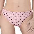 Black And Pink Cat Pattern Print Women's Thong