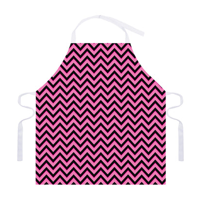 Black And Pink Chevron Pattern Print Adjustable Apron