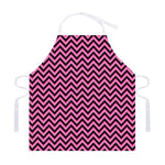 Black And Pink Chevron Pattern Print Adjustable Apron