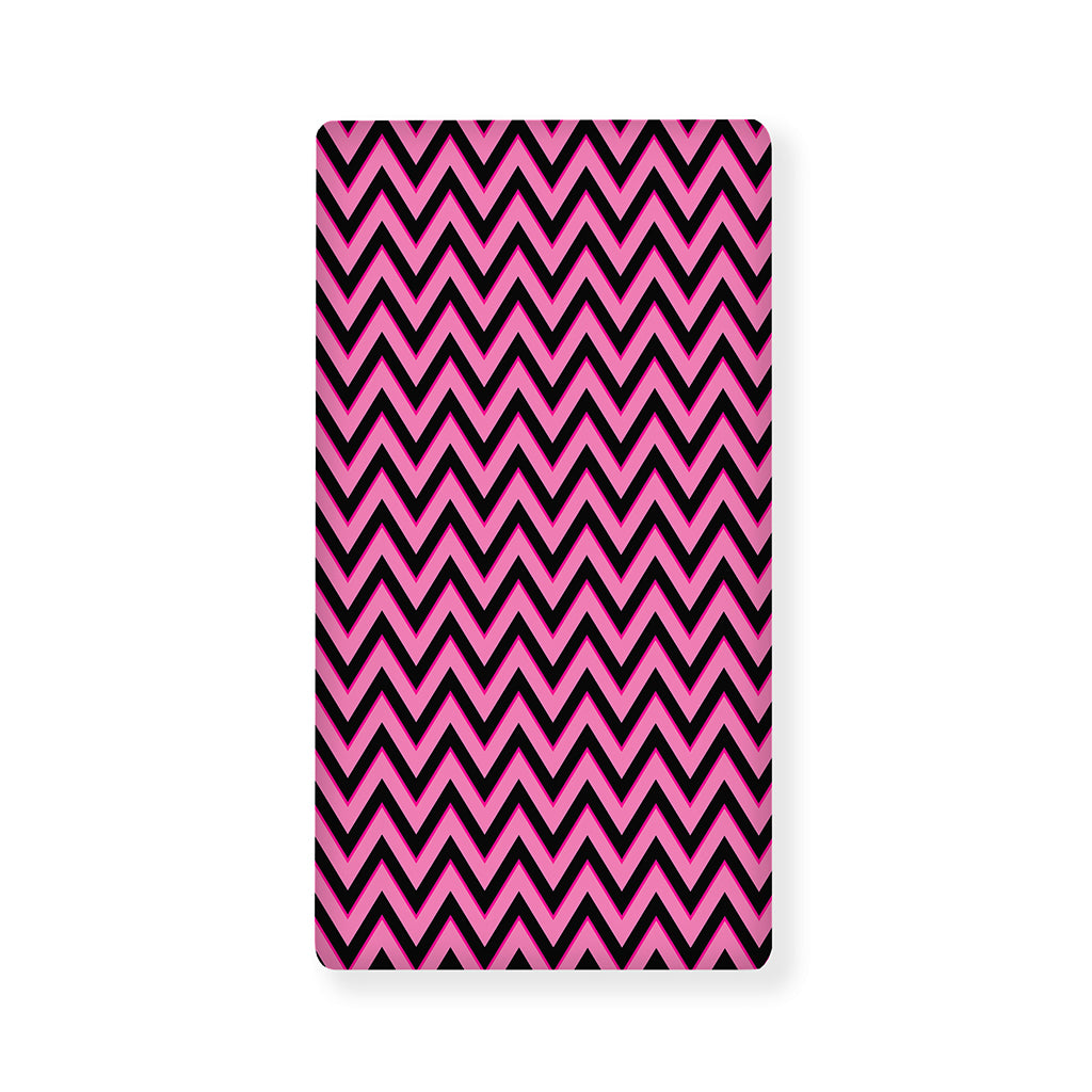 Black And Pink Chevron Pattern Print Baby Crib Sheet