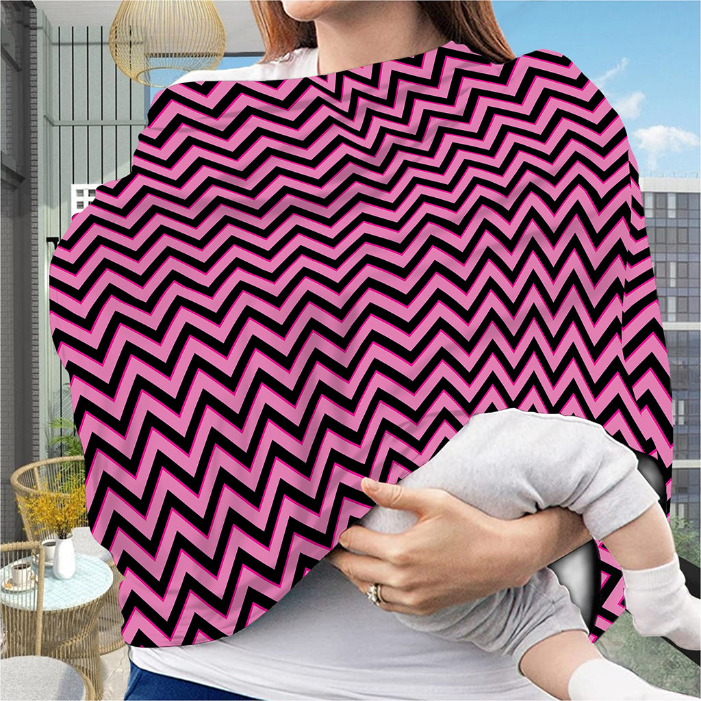 Black And Pink Chevron Pattern Print Baby Seat Cover