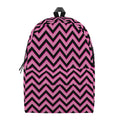 Black And Pink Chevron Pattern Print School Backpack