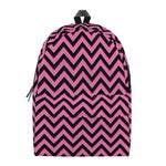 Black And Pink Chevron Pattern Print Backpack