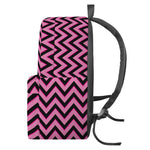 Black And Pink Chevron Pattern Print Backpack