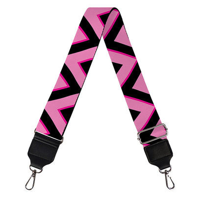 Black And Pink Chevron Pattern Print Bag Strap