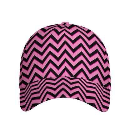 Black And Pink Chevron Pattern Print Baseball Cap