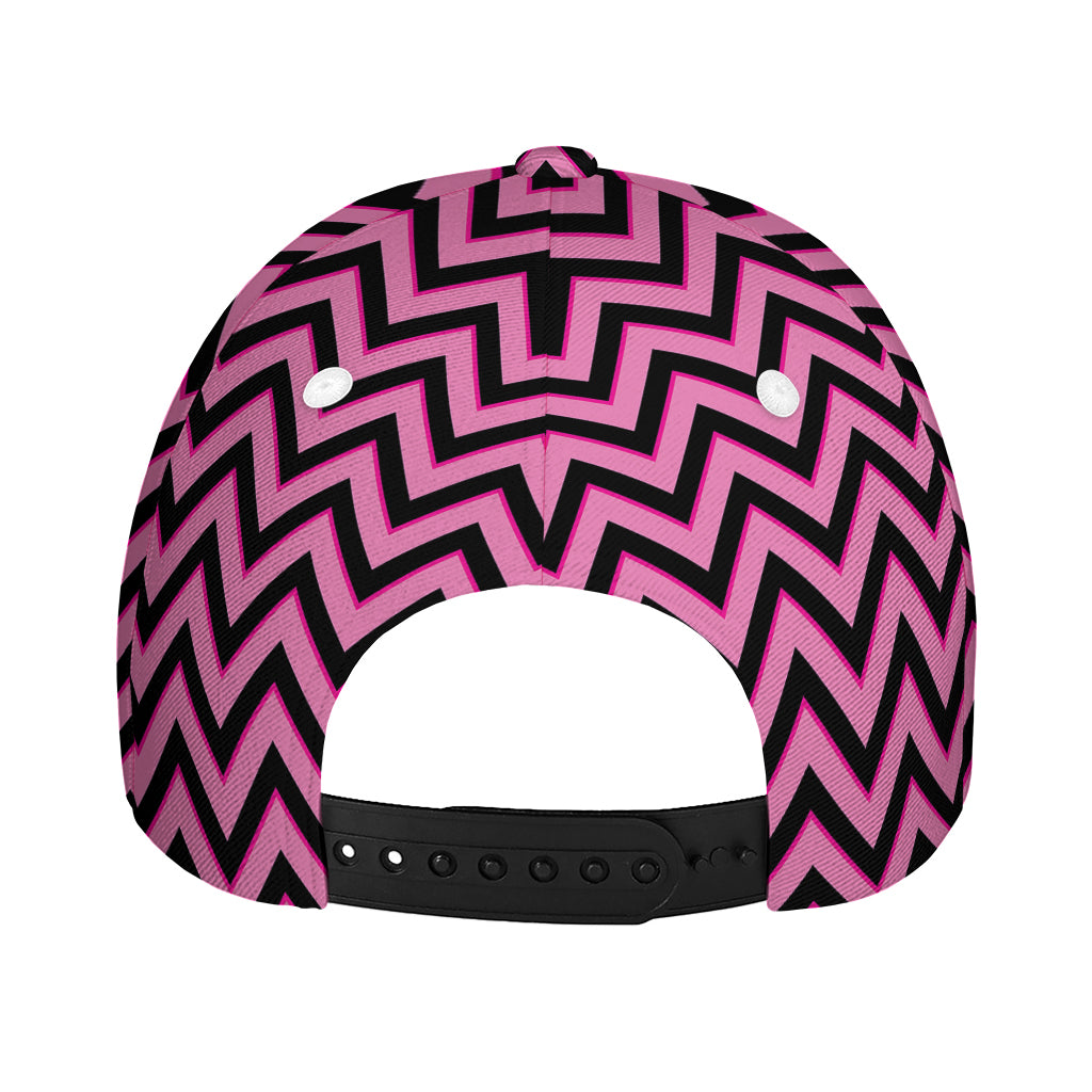 Black And Pink Chevron Pattern Print Baseball Cap