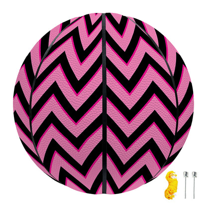 Black And Pink Chevron Pattern Print Basketball