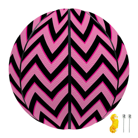 Black And Pink Chevron Pattern Print Basketball