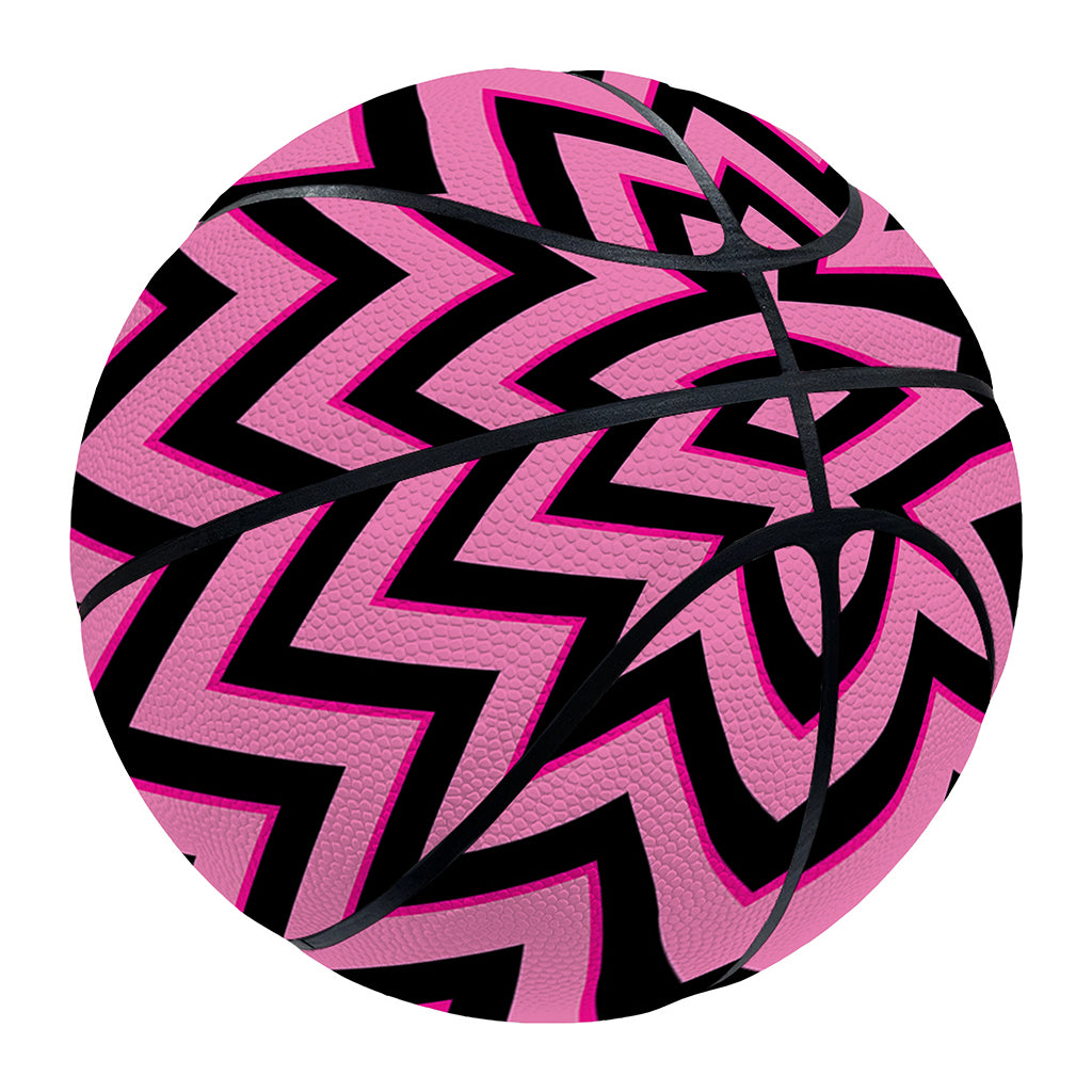 Black And Pink Chevron Pattern Print Basketball