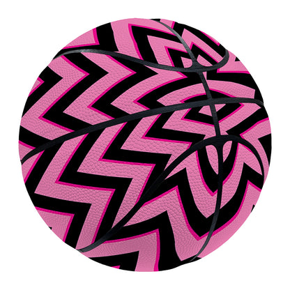 Black And Pink Chevron Pattern Print Basketball