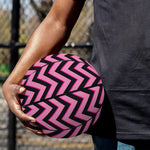 Black And Pink Chevron Pattern Print Basketball