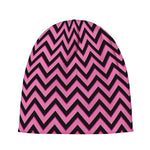 Black And Pink Chevron Pattern Print Beanie