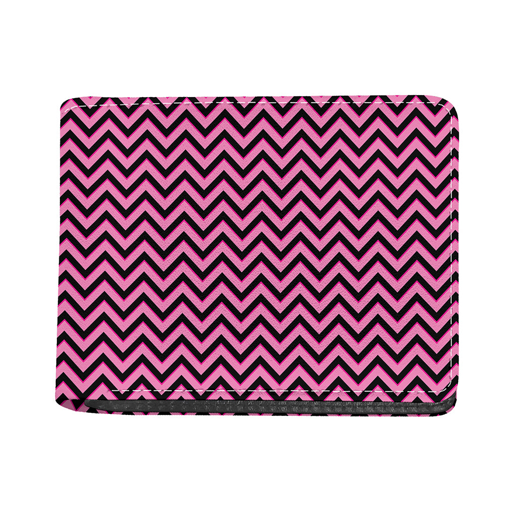 Black And Pink Chevron Pattern Print Bifold Wallet