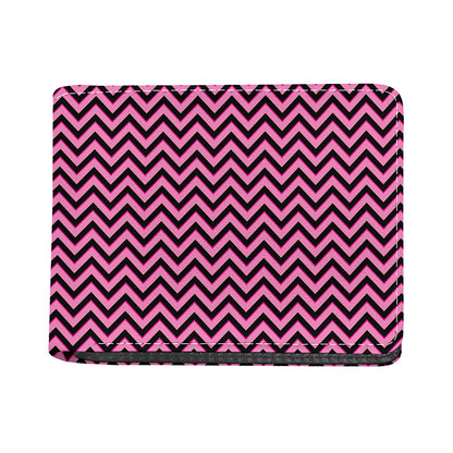 Black And Pink Chevron Pattern Print Bifold Wallet