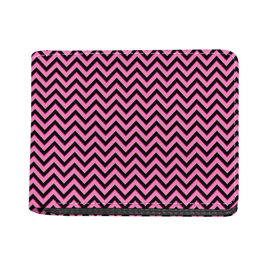 Black And Pink Chevron Pattern Print Bifold Wallet
