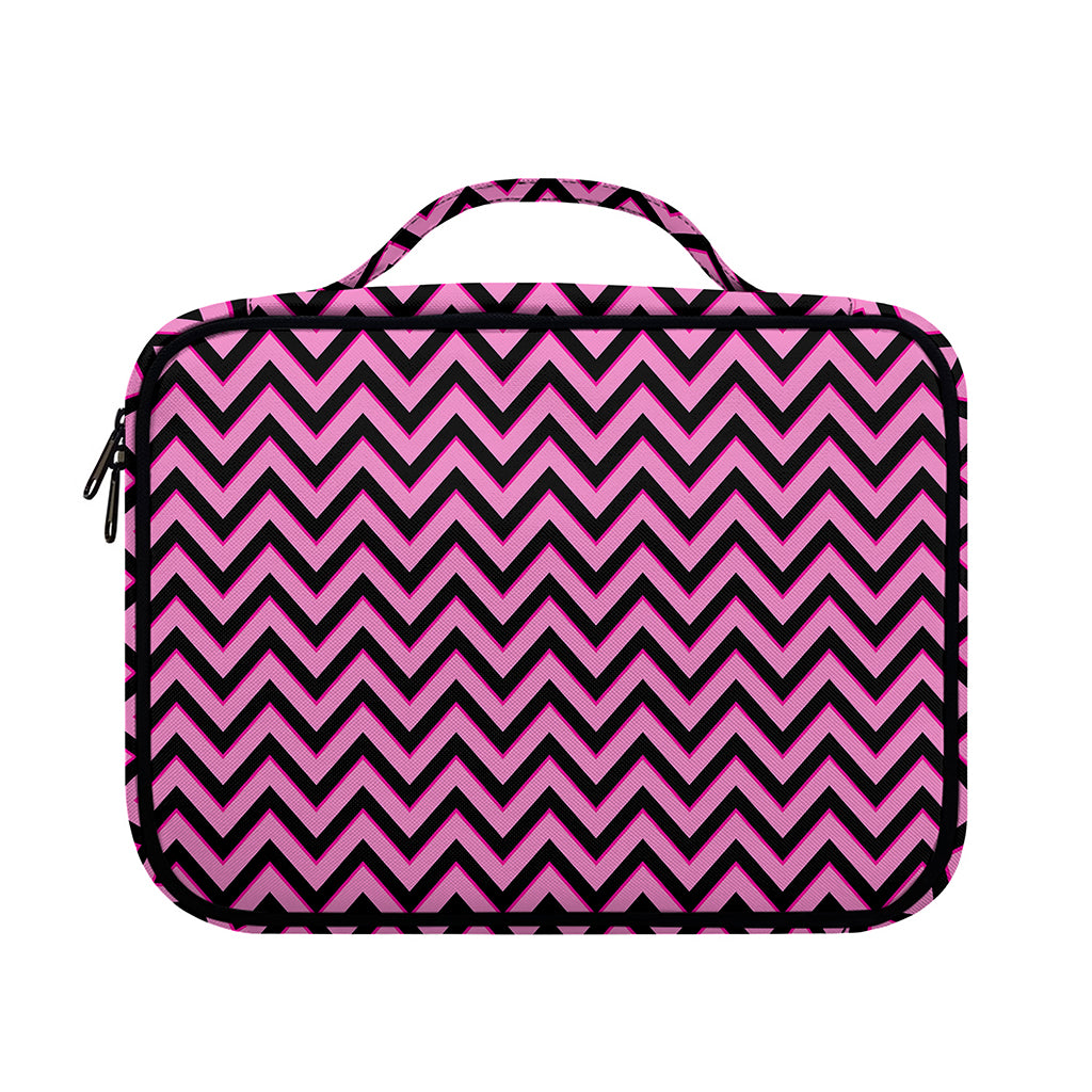 Black And Pink Chevron Pattern Print Briefcase Bible Bag