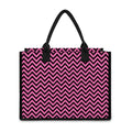 Black And Pink Chevron Pattern Print Canvas Tote Bag