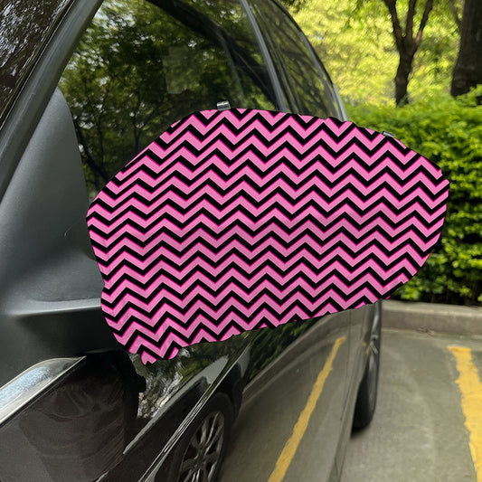 Black And Pink Chevron Pattern Print Car Side Mirror Covers