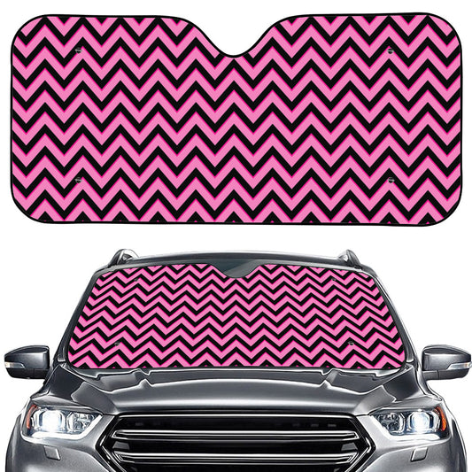 Black And Pink Chevron Pattern Print Car Windshield Sun Shade