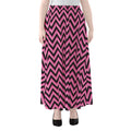Black And Pink Chevron Pattern Print Chiffon Maxi Skirt