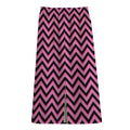 Black And Pink Chevron Pattern Print Cotton Front Slit Maxi Skirt