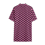 Black And Pink Chevron Pattern Print Cotton Hawaiian Shirt