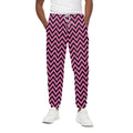 Black And Pink Chevron Pattern Print Cotton Sweatpants