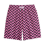 Black And Pink Chevron Pattern Print Cotton Shorts