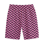 Black And Pink Chevron Pattern Print Cotton Shorts