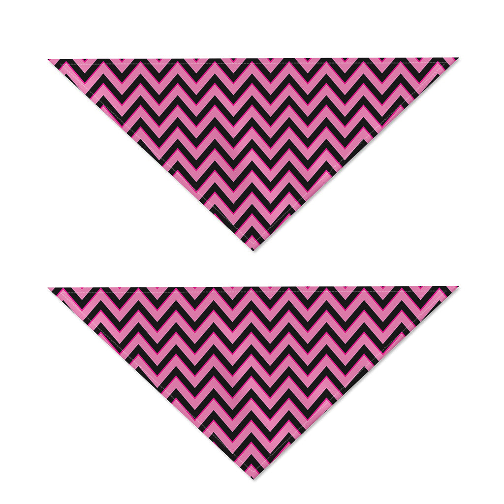 Black And Pink Chevron Pattern Print Dog Bandana
