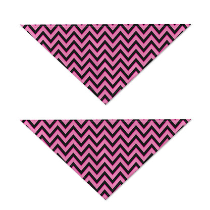 Black And Pink Chevron Pattern Print Dog Bandana